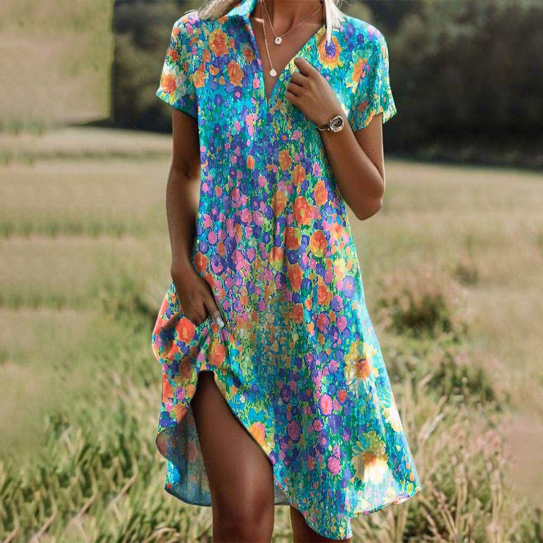 Jola | Damen Stilvolles Boho Midikleid