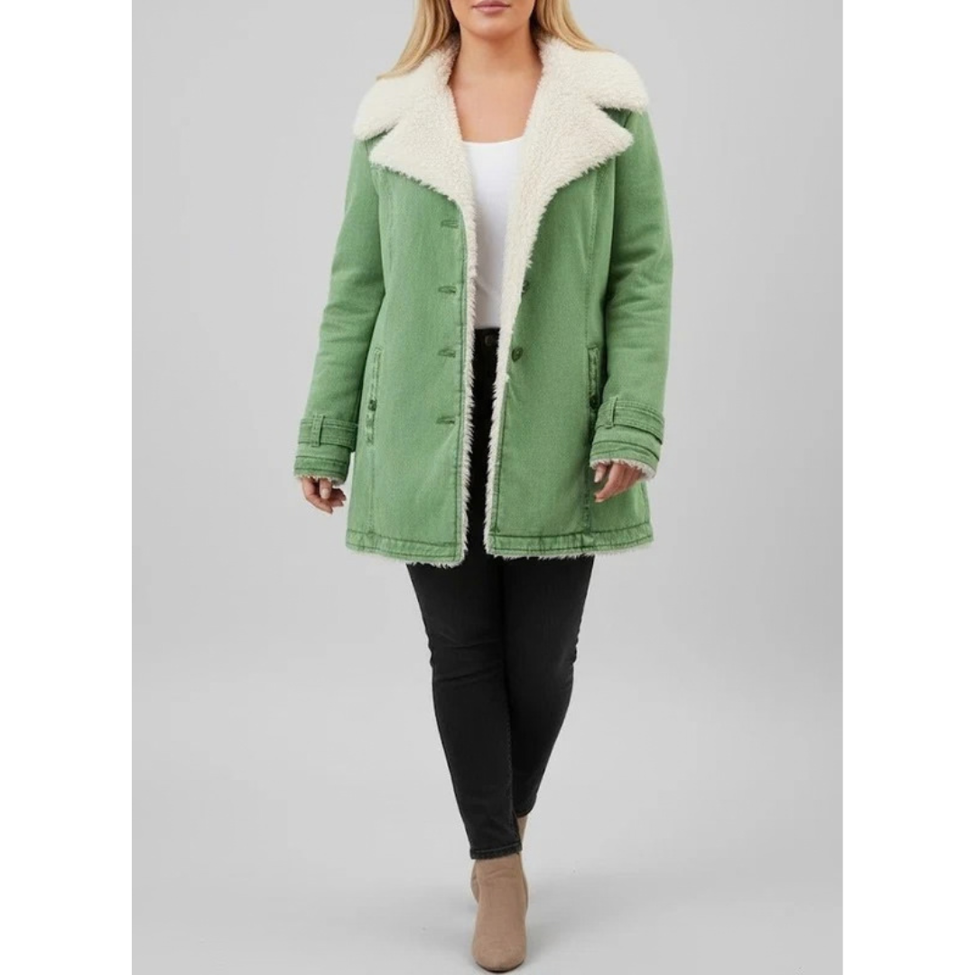 Jolene | Damen Warme Winterjacke für Große Größen mit Sherpa Futter und Kapuze