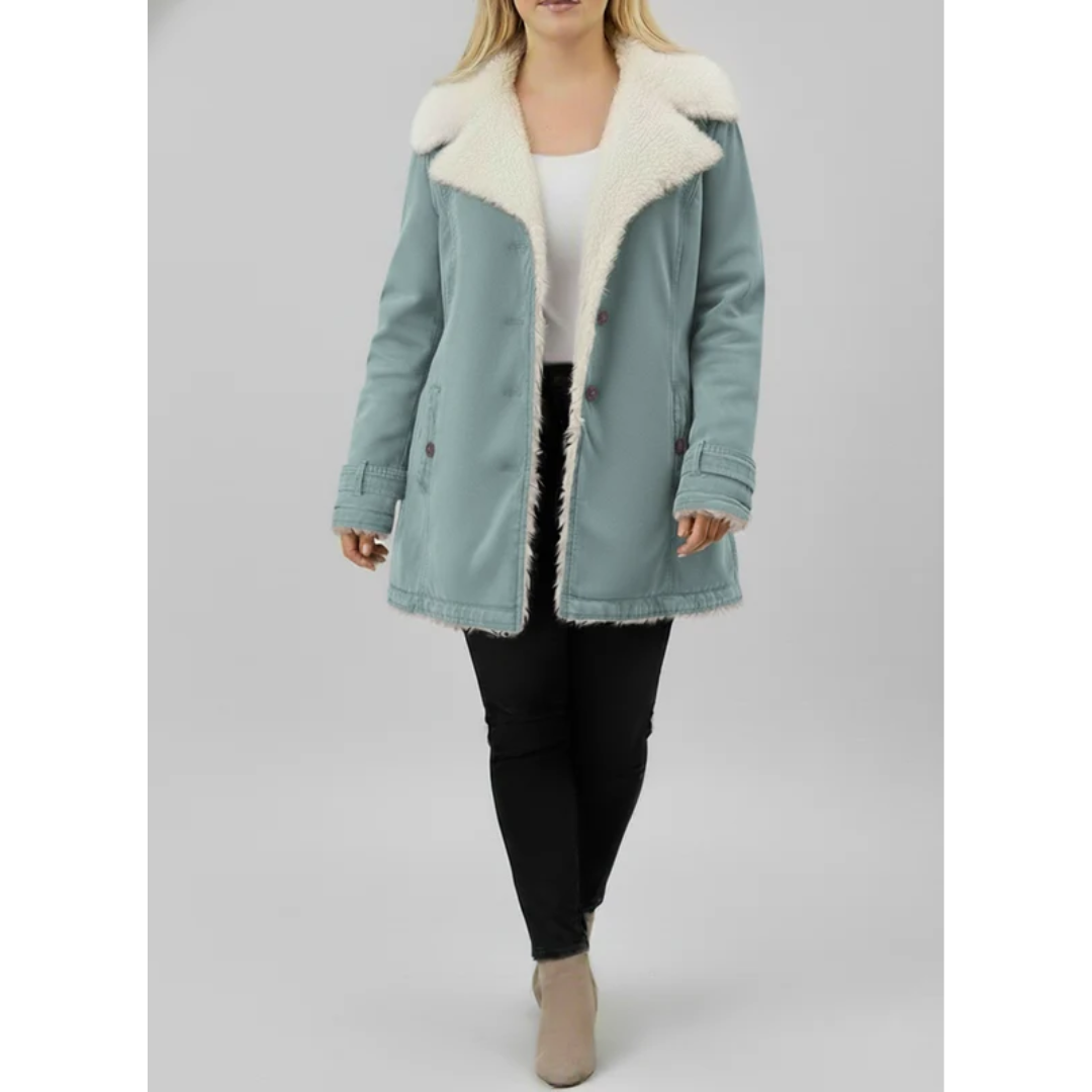 Jolene | Damen Warme Winterjacke für Große Größen mit Sherpa Futter und Kapuze