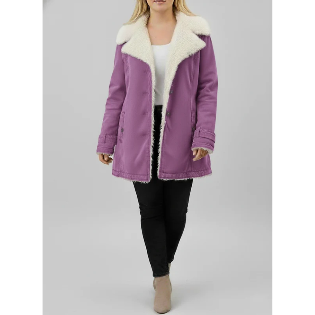 Jolene | Damen Warme Winterjacke für Große Größen mit Sherpa Futter und Kapuze