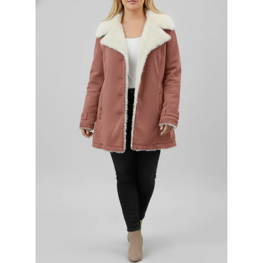 Jolene | Damen Warme Winterjacke für Große Größen mit Sherpa Futter und Kapuze