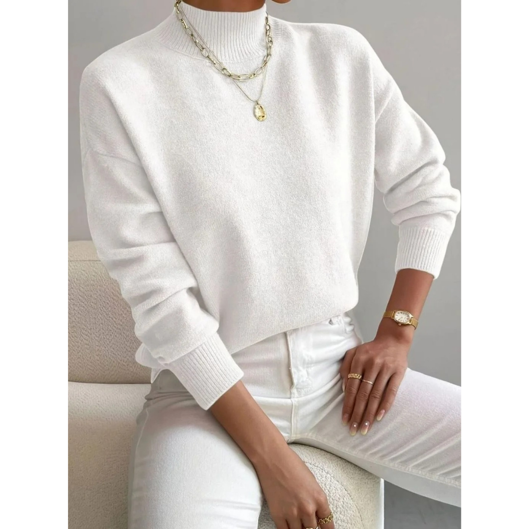 Jolina | Damen Rollkragenpullover mit Langarm und Bündchen