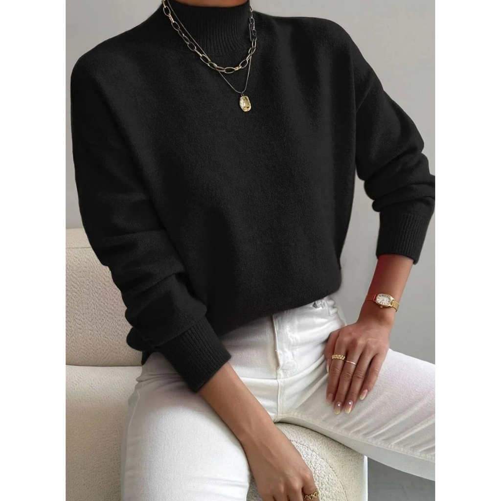 Jolina | Damen Rollkragenpullover mit Langarm und Bündchen