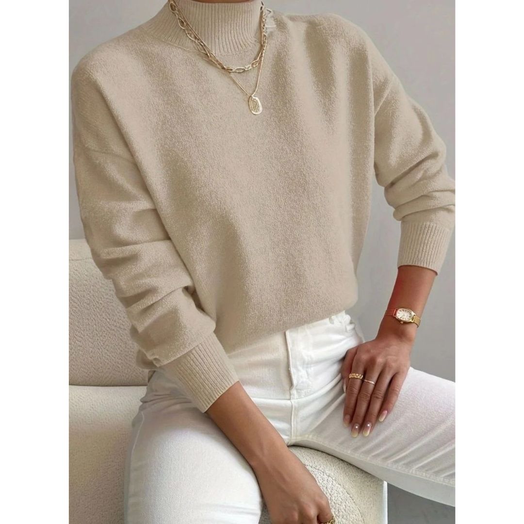 Jolina | Damen Rollkragenpullover mit Langarm und Bündchen