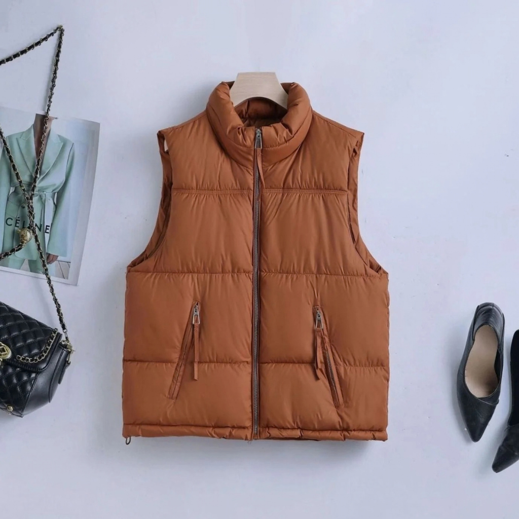Judith | Damen Steppweste Bodywarmer mit Stehkragen und Reißverschluss