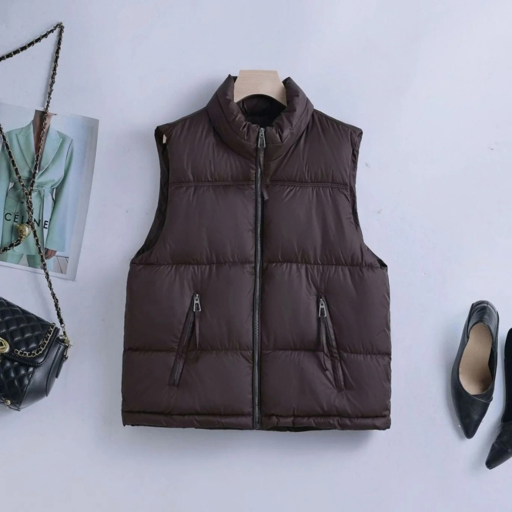 Judith | Damen Steppweste Bodywarmer mit Stehkragen und Reißverschluss