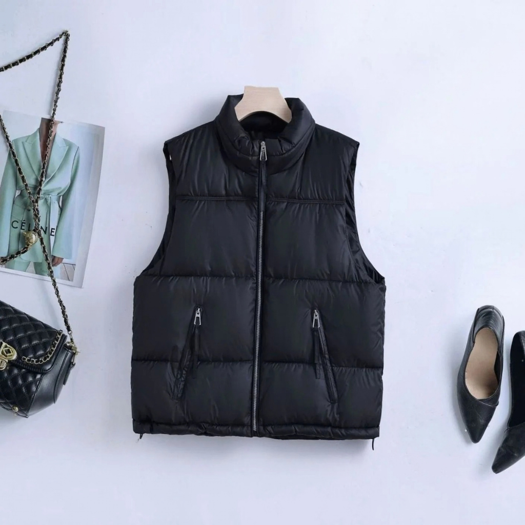 Judith | Damen Steppweste Bodywarmer mit Stehkragen und Reißverschluss
