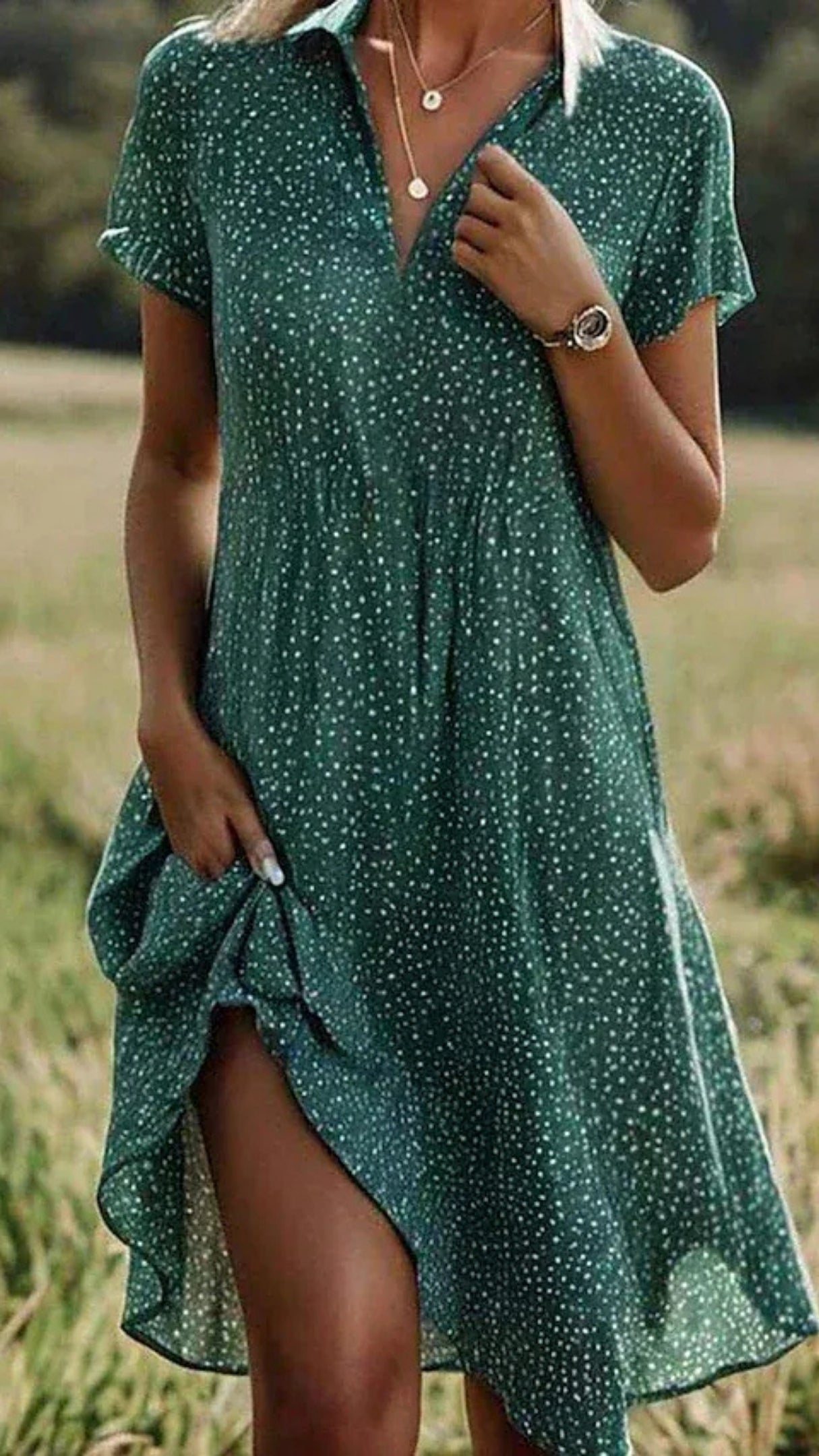 Julia | Sommerkleid Damen Midi | Kurzarm Leicht