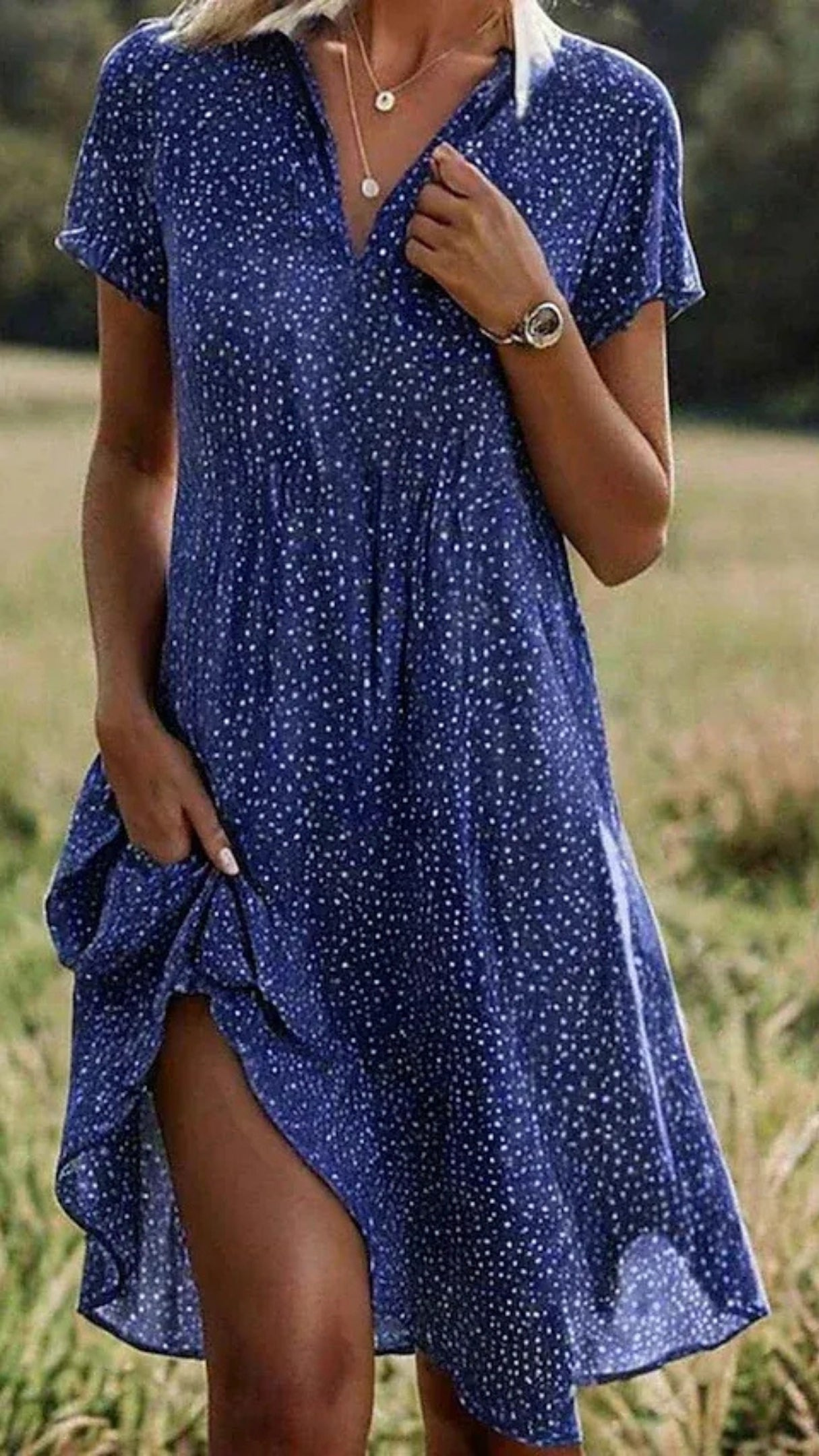 Julia | Sommerkleid Damen Midi | Kurzarm Leicht