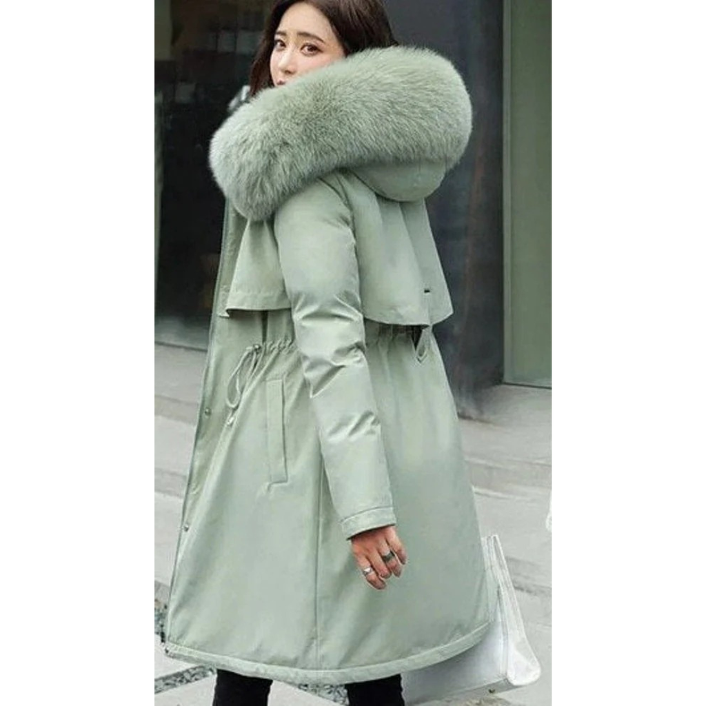 Juliane | Damen Winterjacke mit Kapuze, Langer Parka mit Weichem Kunstpelz