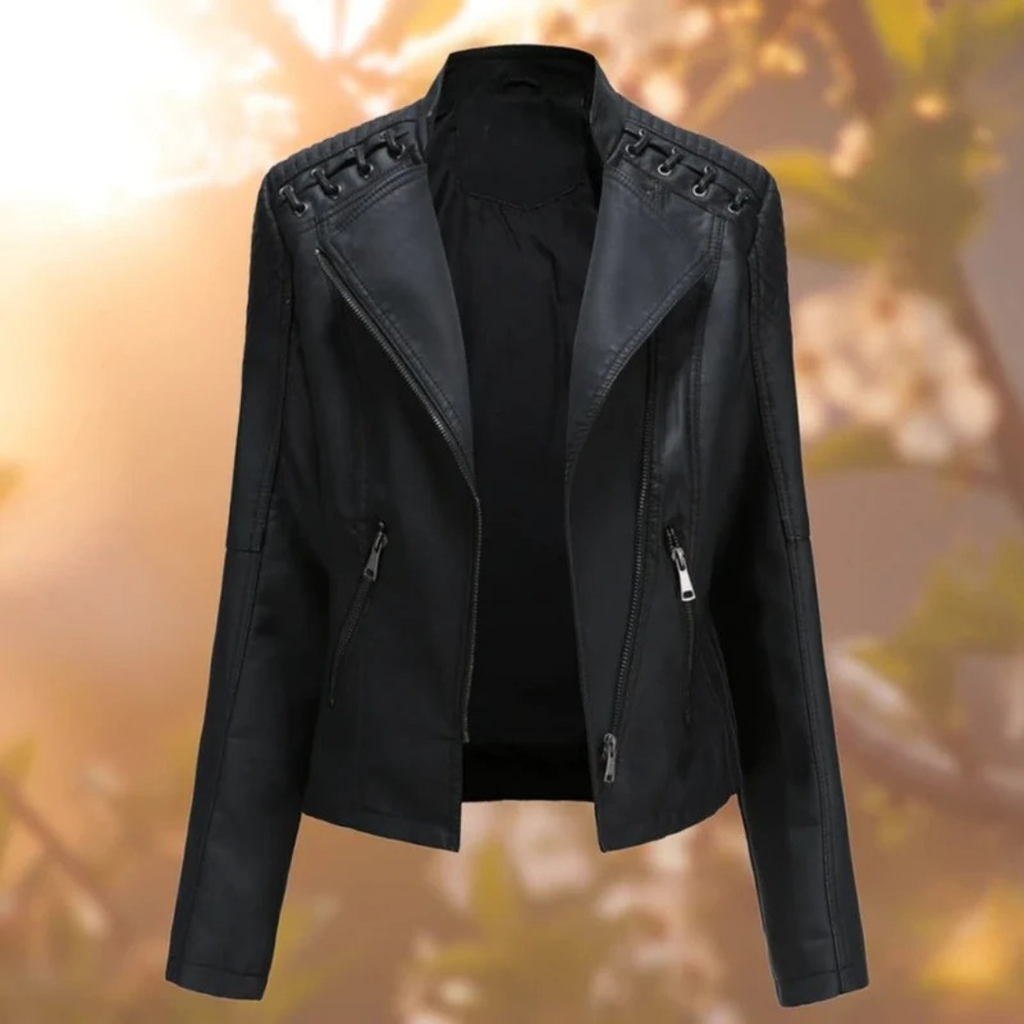 Juna | Damen Kunstleder Jacke mit Reißverschluss