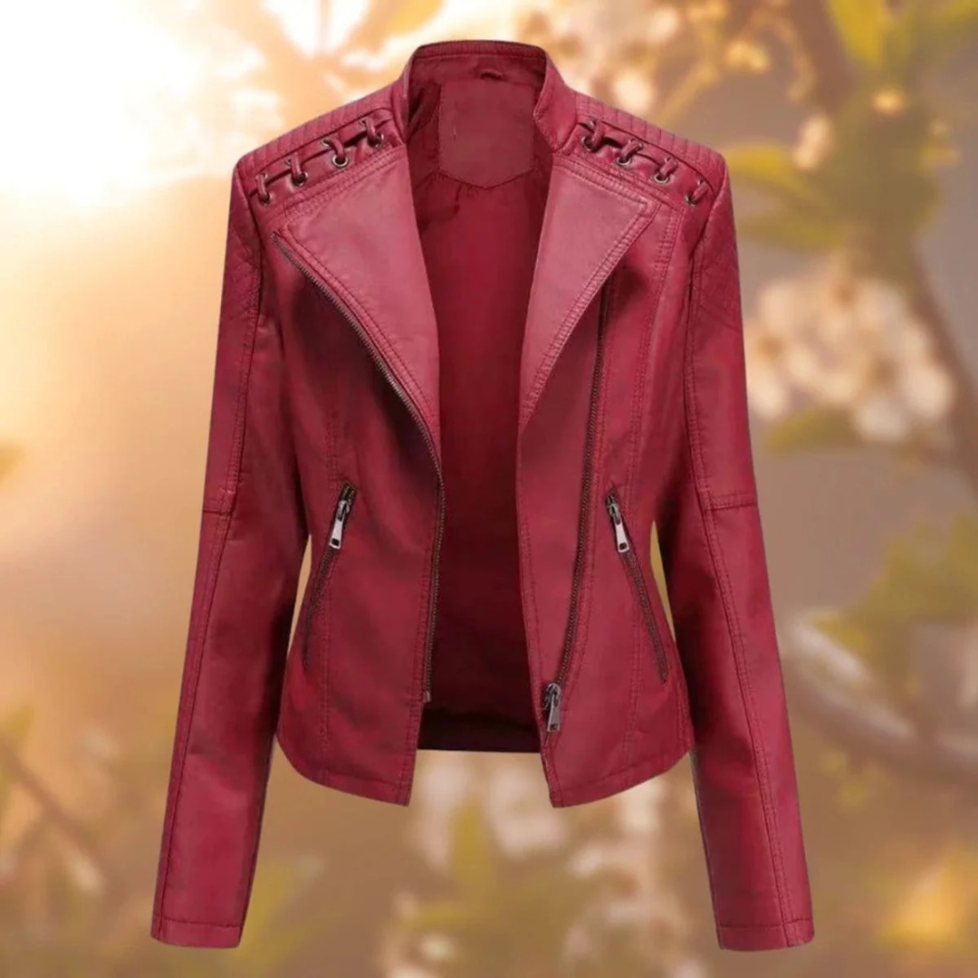 Juna | Damen Kunstleder Jacke mit Reißverschluss