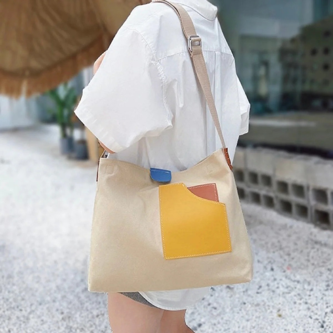 Kaja | Damen Schultertasche Aus Canvas & Leder