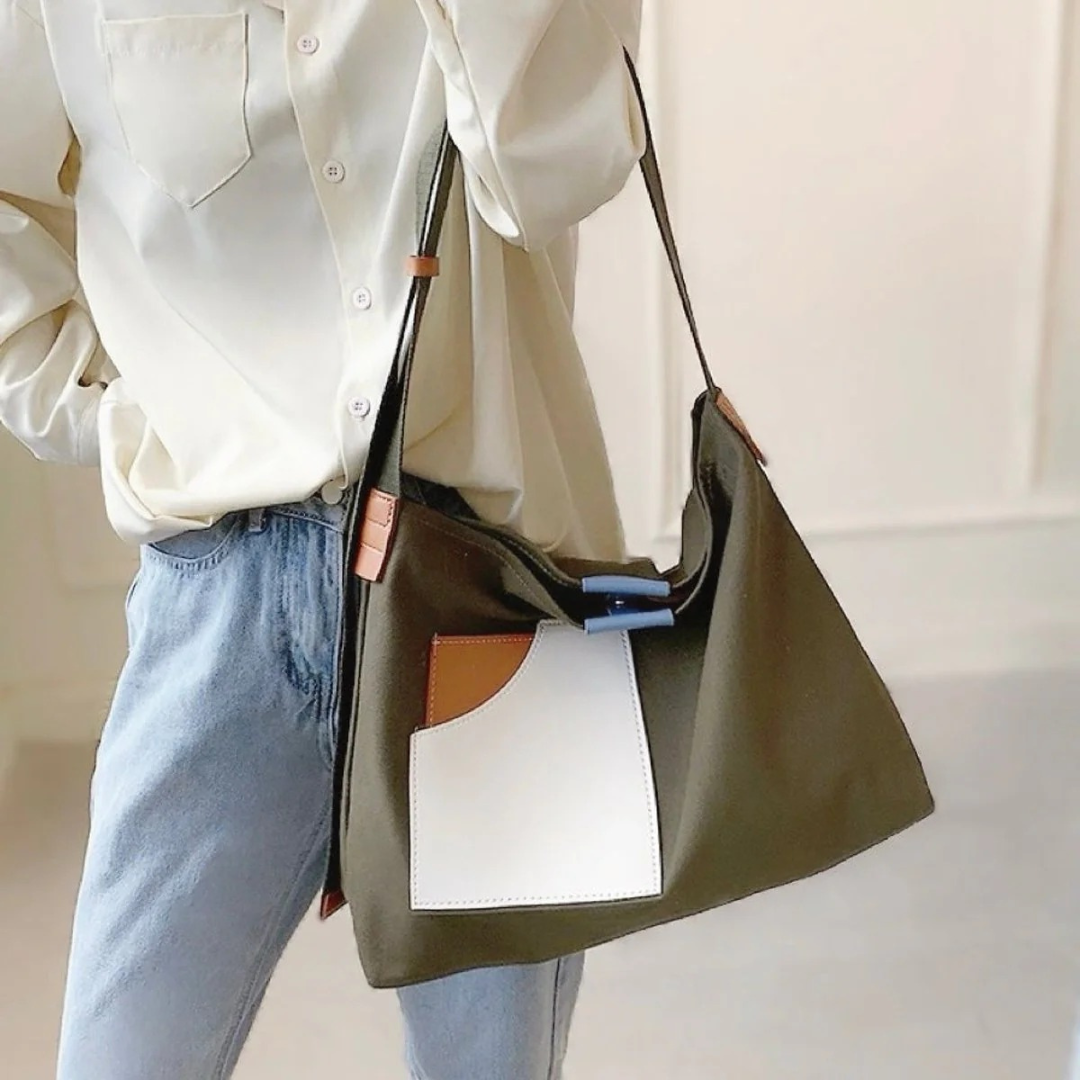 Kaja | Damen Schultertasche Aus Canvas & Leder