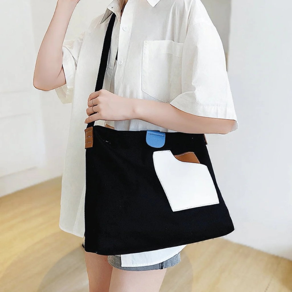 Kaja | Damen Schultertasche Aus Canvas & Leder