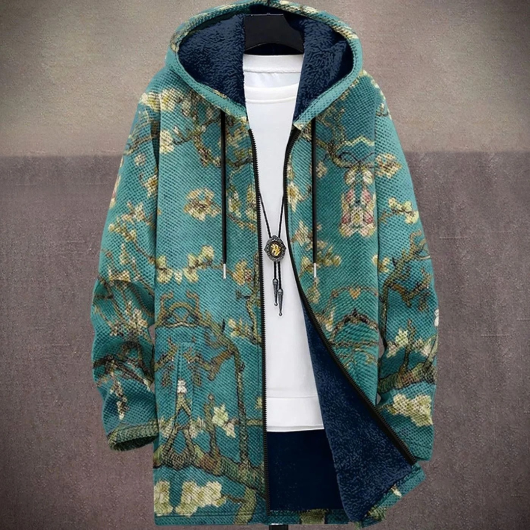 Kalea | Damen Grüne Strickjacke mit Muster und Kapuze