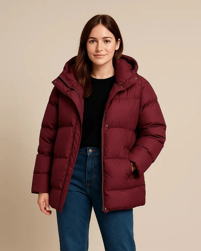 Kapuzen-Puffer-Trenchcoat für Damen – Winterjacke in lockerer Passform
