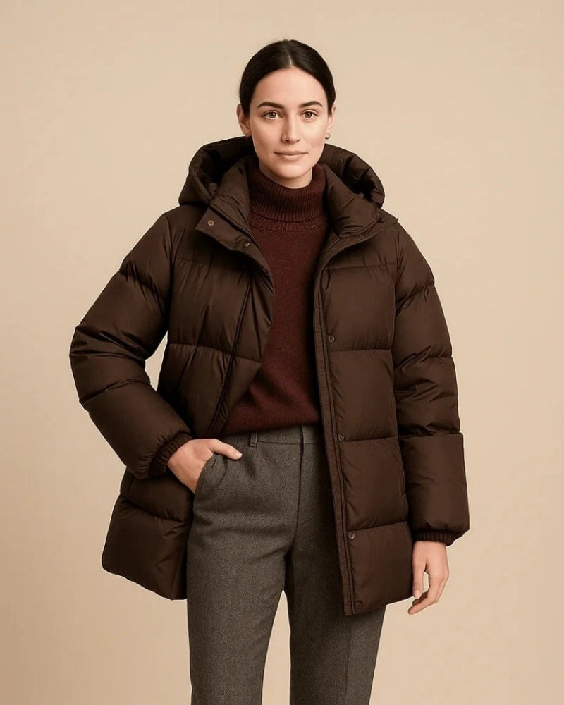 Kapuzen-Puffer-Trenchcoat für Damen – Winterjacke in lockerer Passform