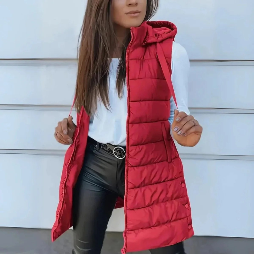 Karina | Elegante Damen Steppweste mit Kapuze als Alternative zur Jacke