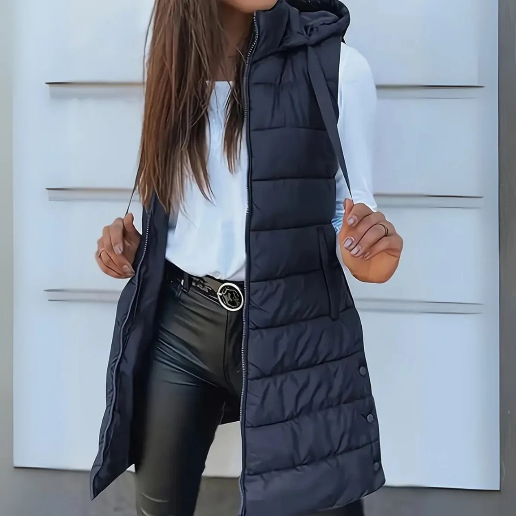 Karina | Elegante Damen Steppweste mit Kapuze als Alternative zur Jacke