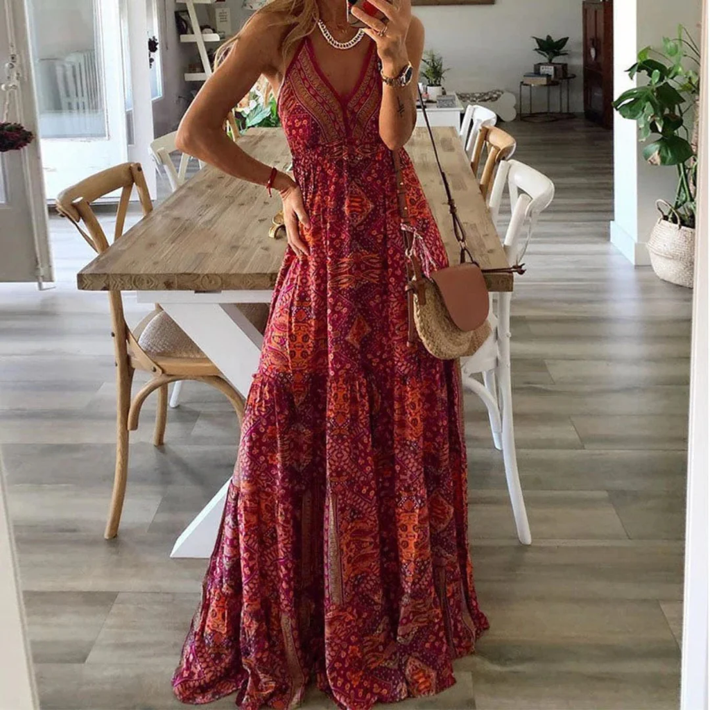 Karolina | Damen Sommerkleid Maxi Boho