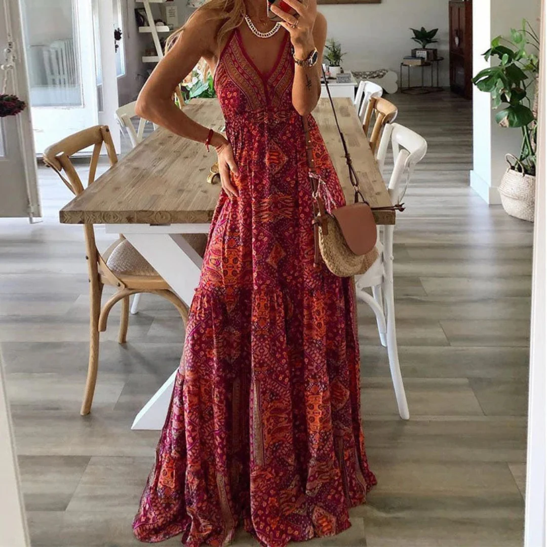 Karolina | Damen Sommerkleid Maxi Boho