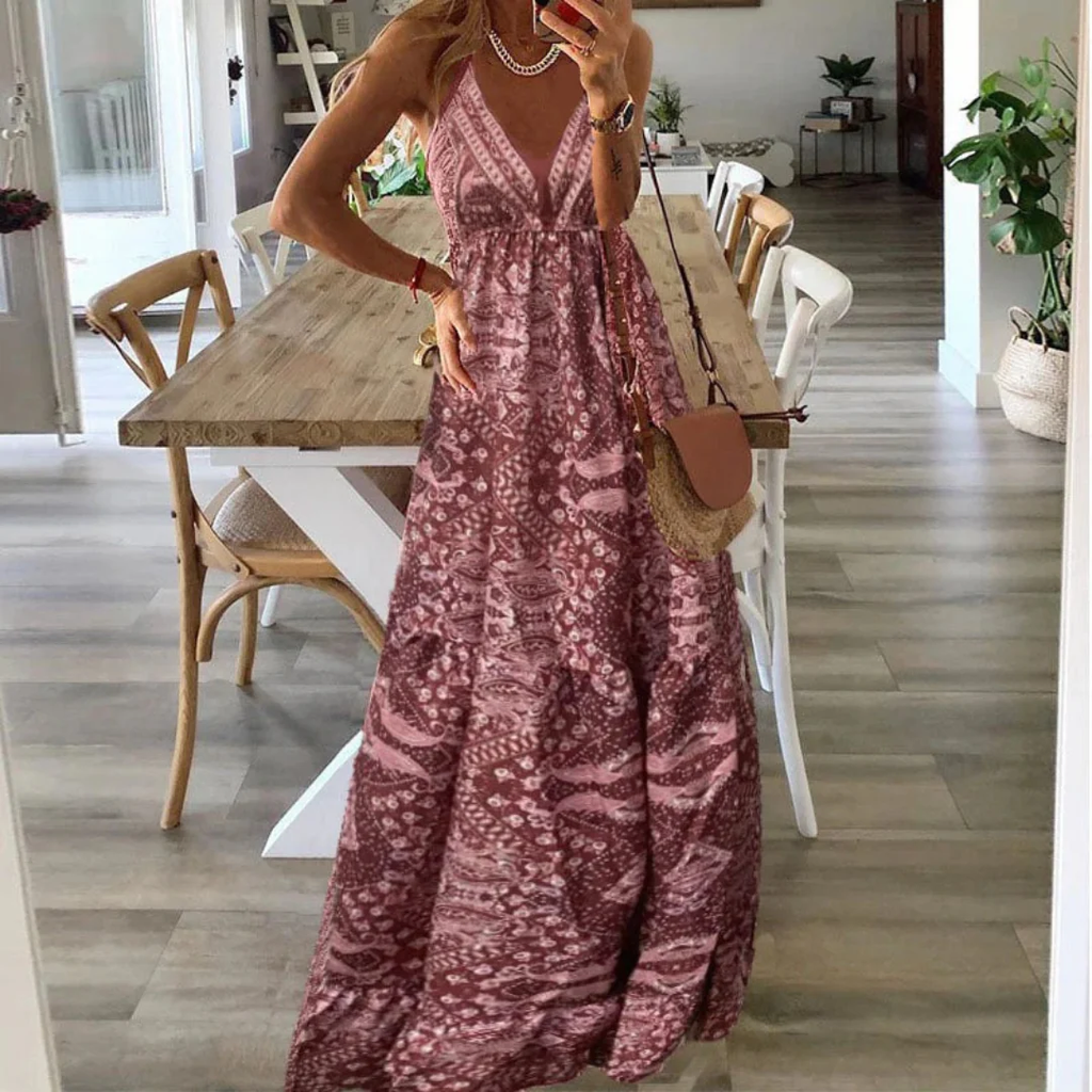 Karolina | Damen Sommerkleid Maxi Boho