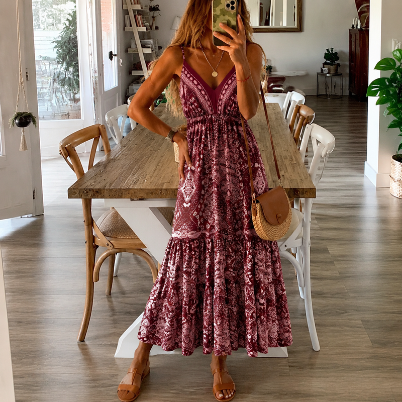 Karolina | Damen Sommerkleid Maxi Boho