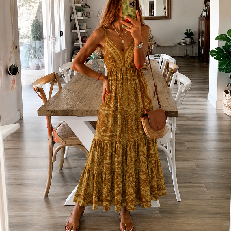 Karolina | Damen Sommerkleid Maxi Boho
