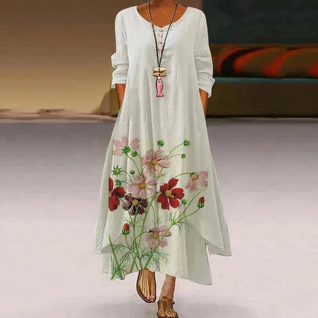 Katharina | Damen Blumen Boho Midikleid