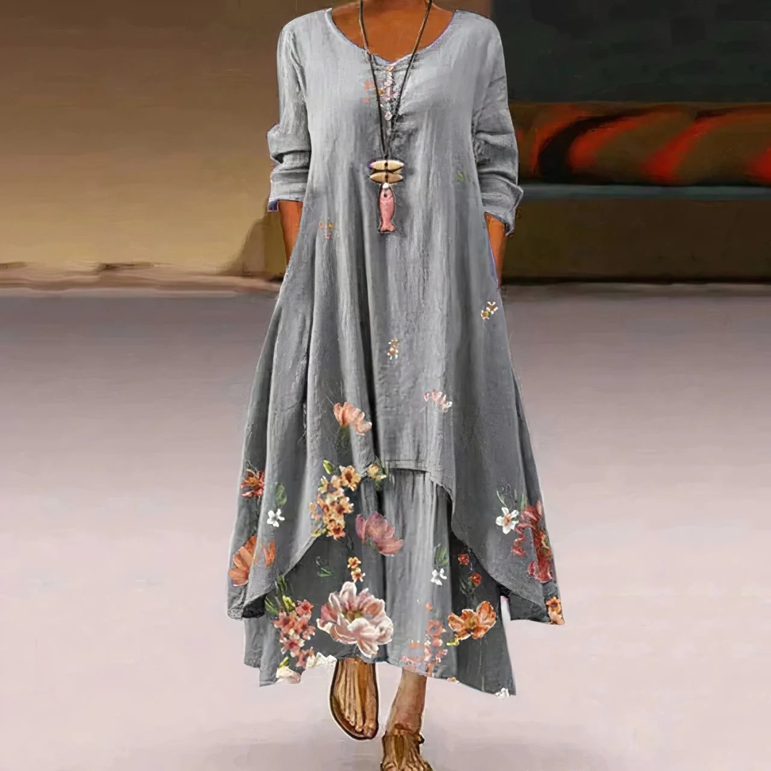 Katharina | Damen Blumen Boho Midikleid