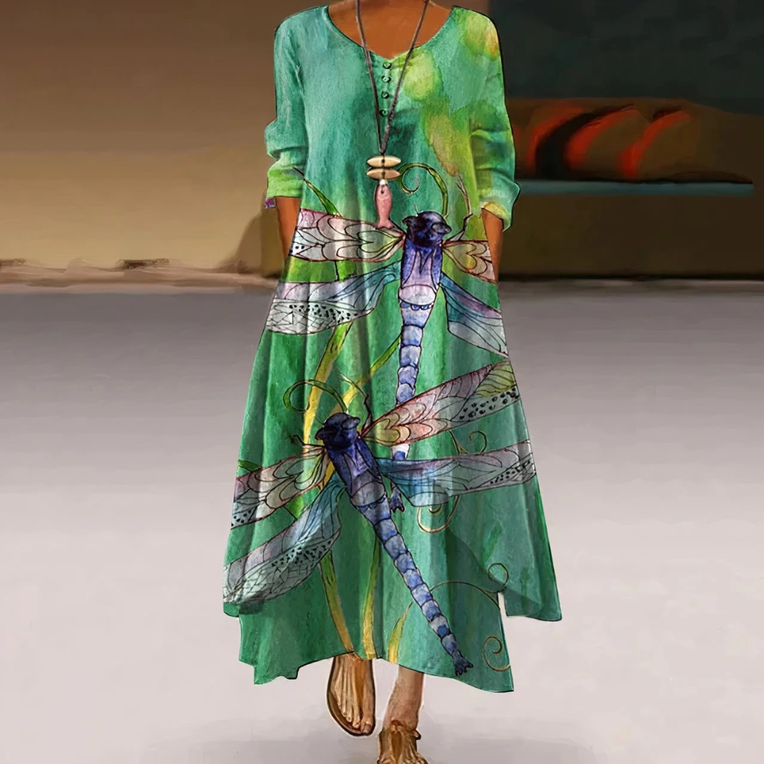 Katharina | Damen Blumen Boho Midikleid