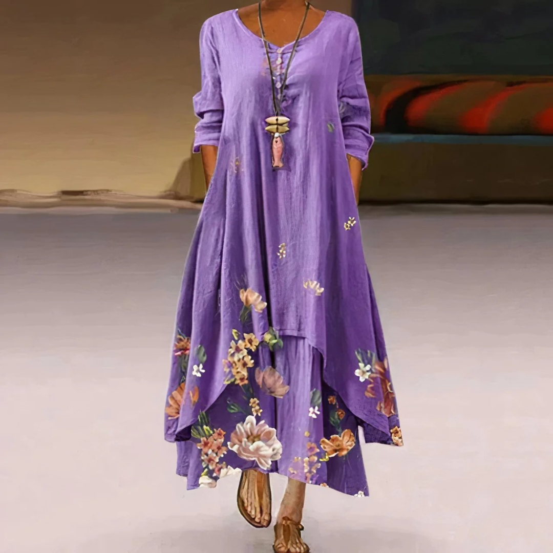 Katharina | Damen Blumen Boho Midikleid