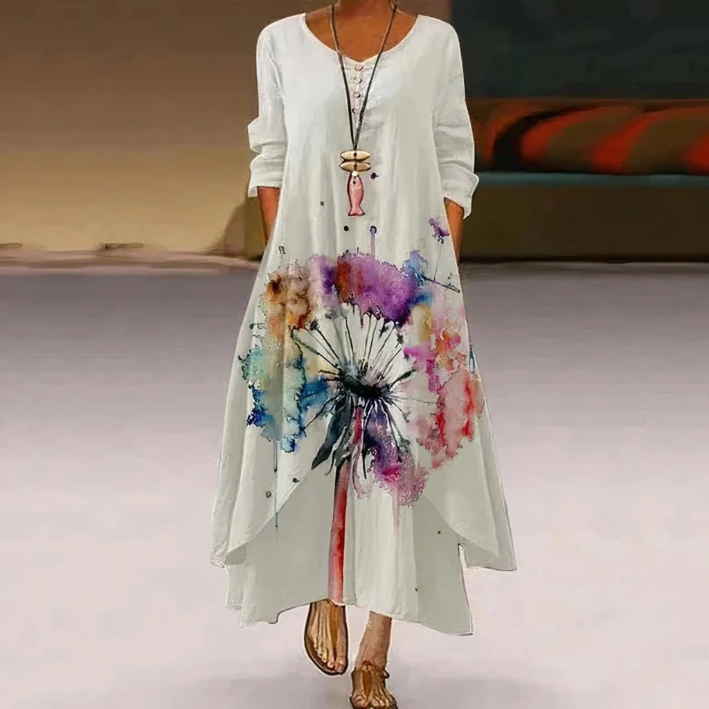Katharina | Damen Blumen Boho Midikleid