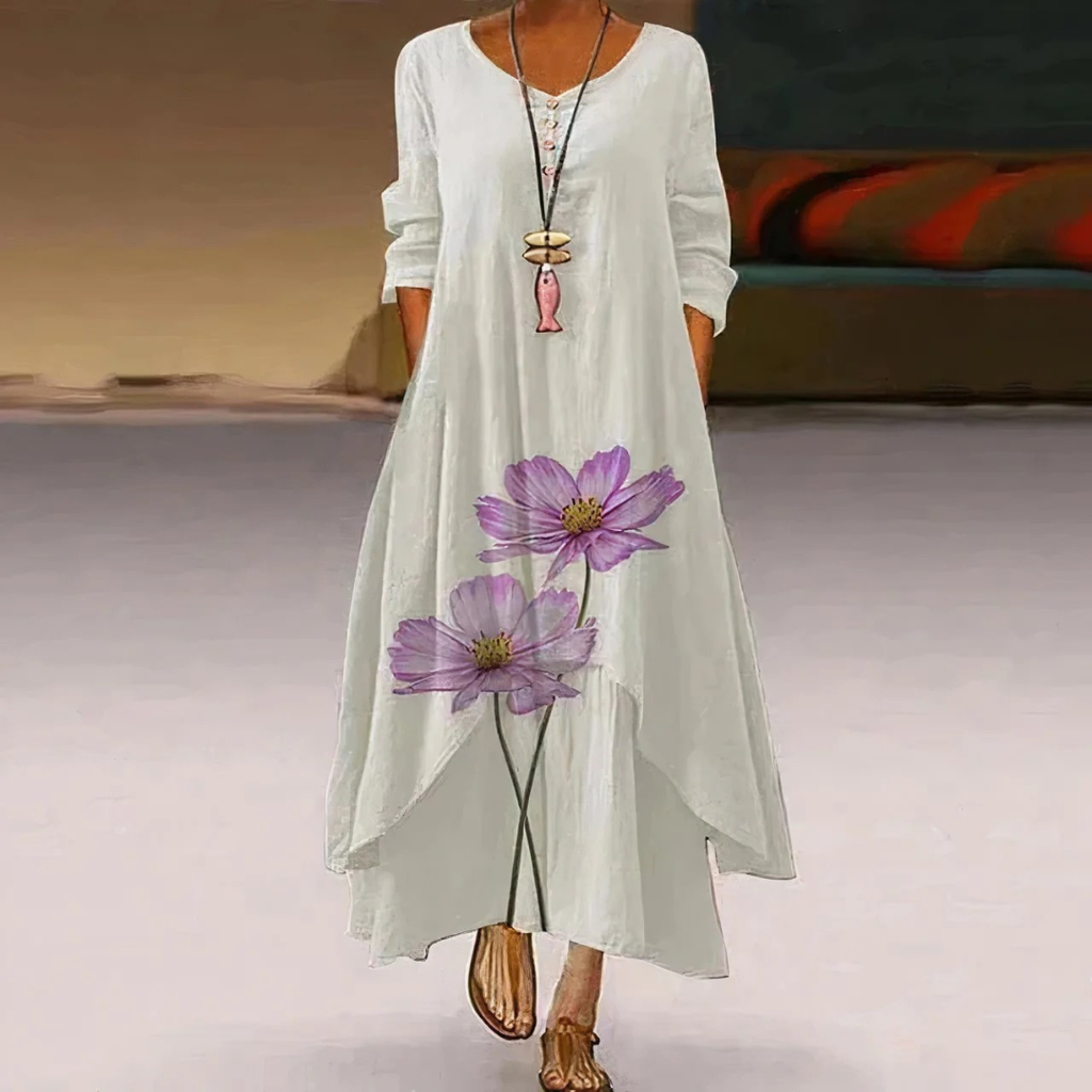 Katharina | Damen Blumen Boho Midikleid