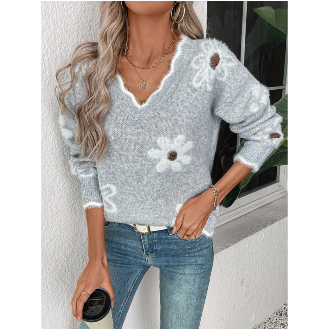 Katharina | Damen Pullover mit großen Blumen