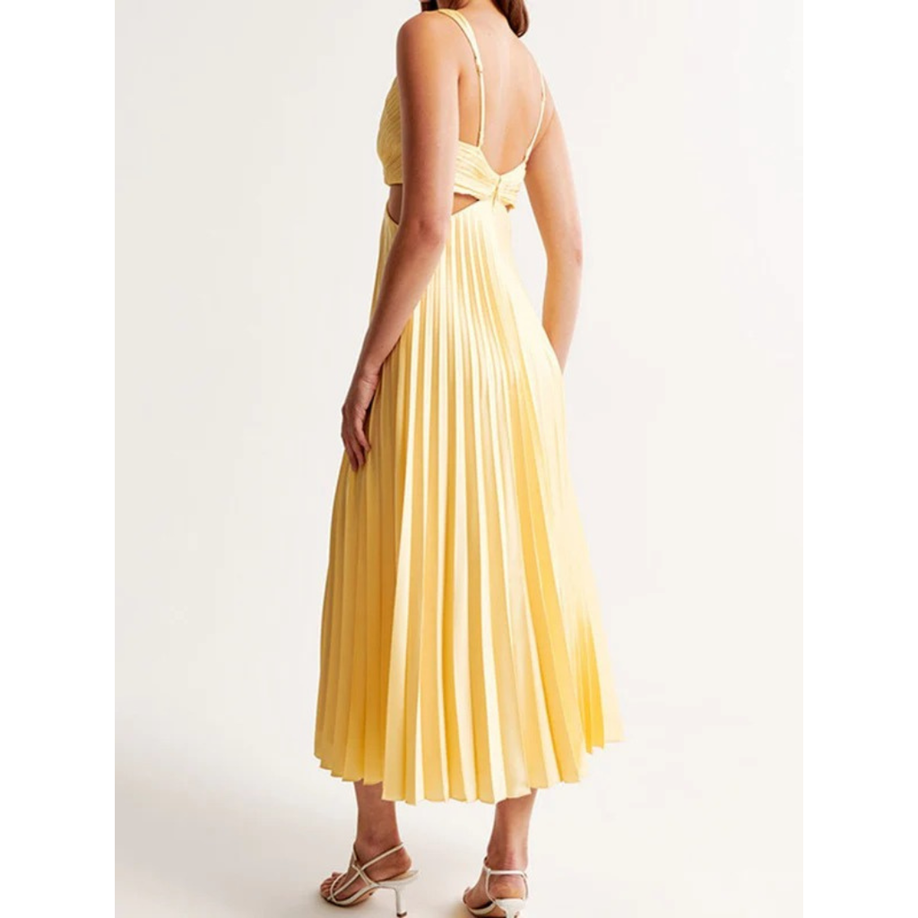 Käthe | Damen Elegante Gelbes Maxikleid Mit V-Ausschnitt