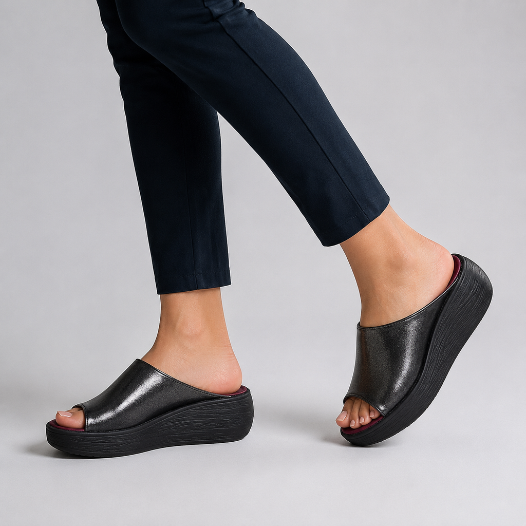 Kayla | Damen Komfort Sandalen Plateau Offen
