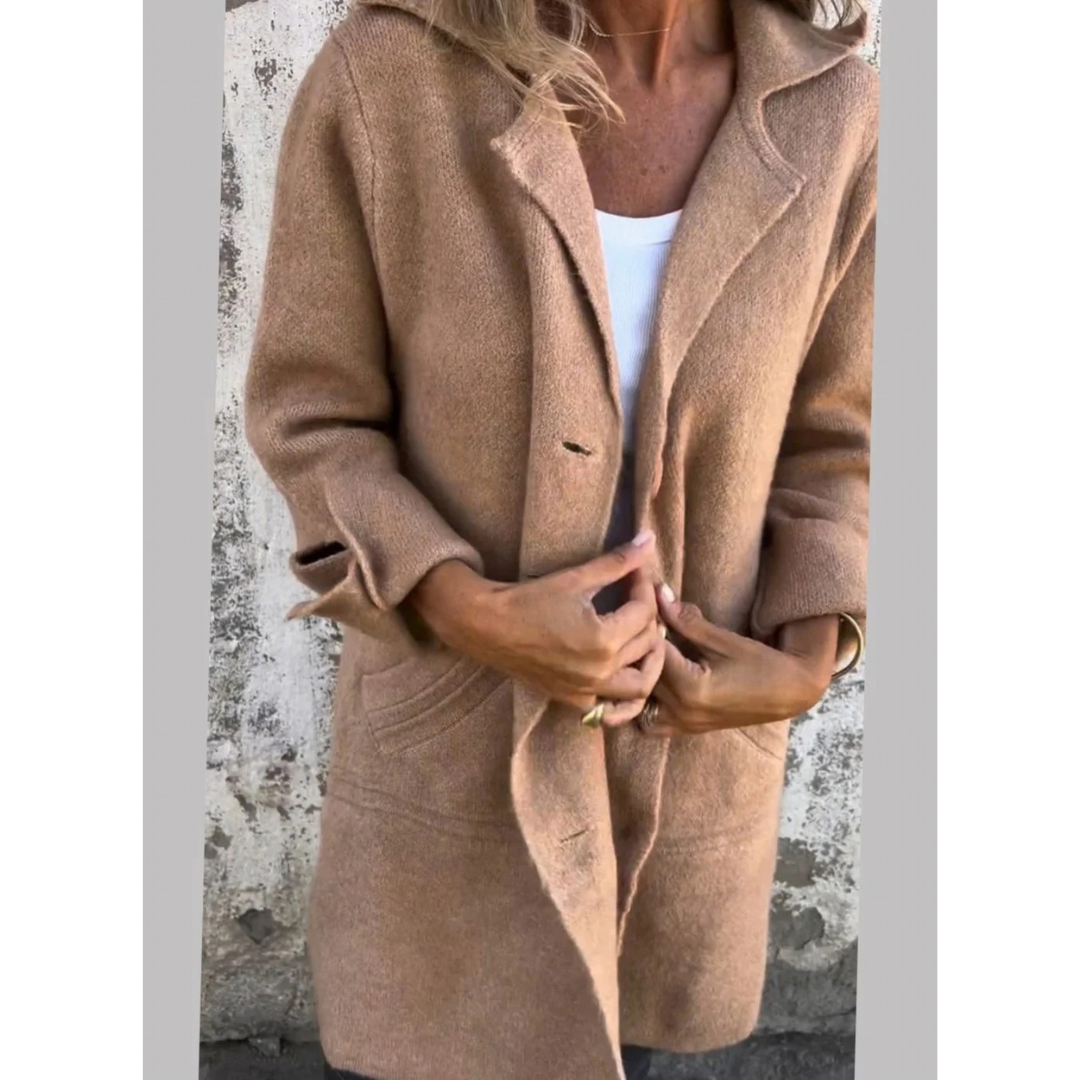 Kayla | Damen Lange Jacke mit Revers und Knöpfen
