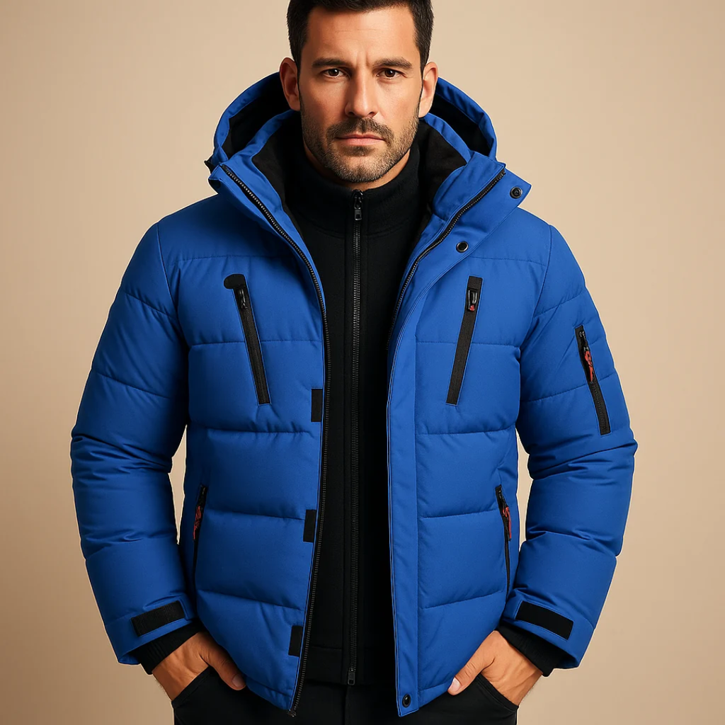 Keno | Herren Winterjacke mit Kapuze, Reißverschluss und Taschen