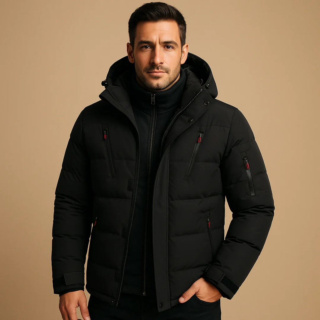 Keno | Herren Winterjacke mit Kapuze, Reißverschluss und Taschen