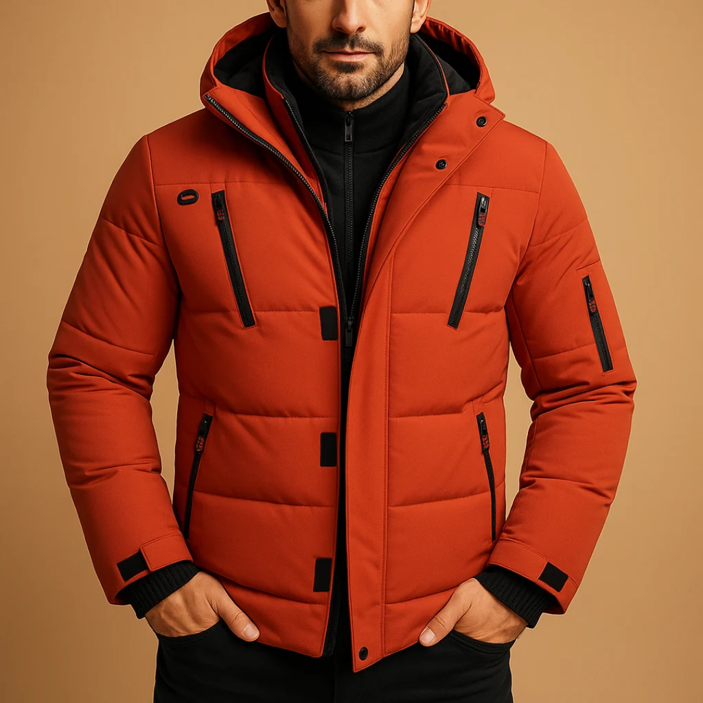 Keno | Herren Winterjacke mit Kapuze, Reißverschluss und Taschen