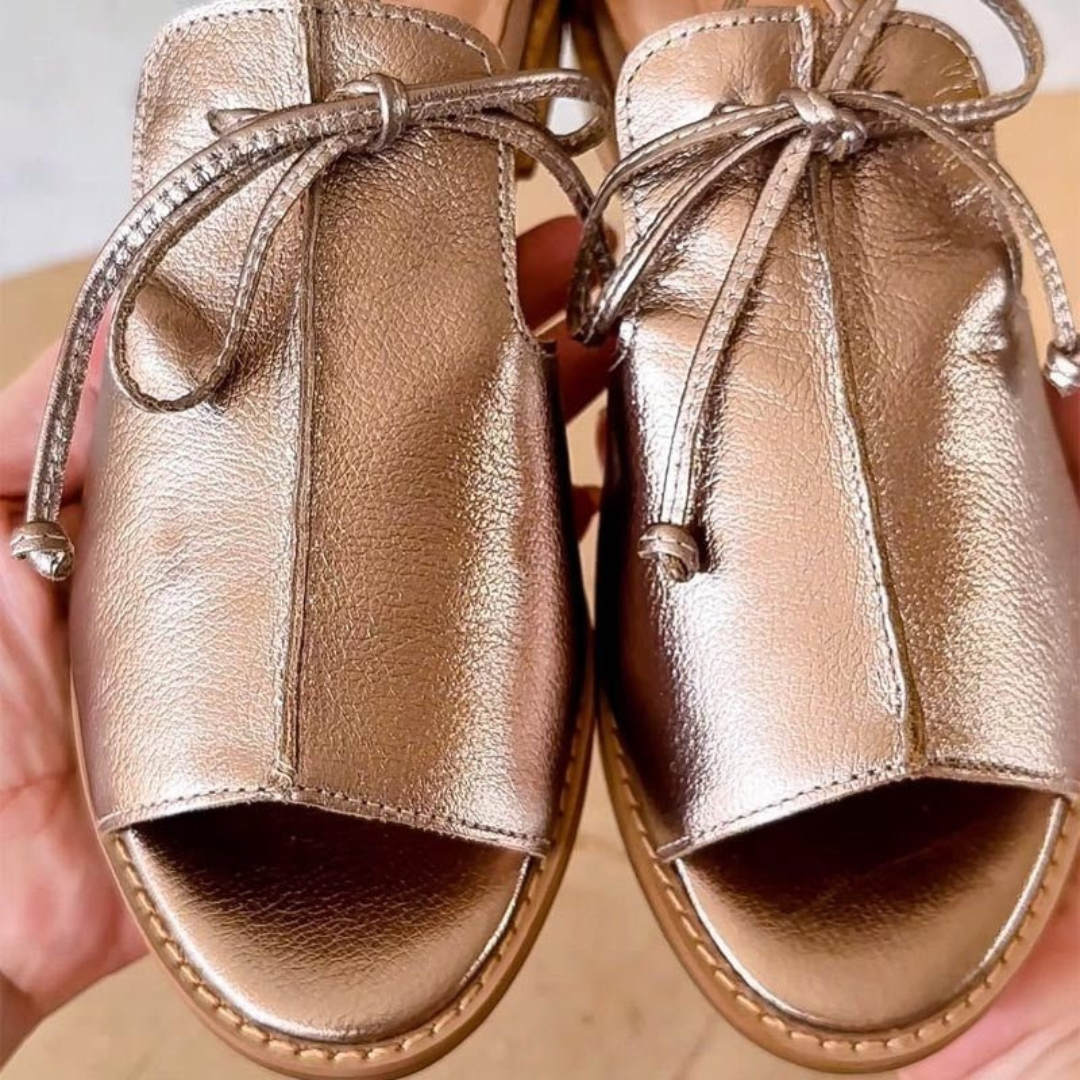 Kiki | Modern Champagner Damen Sandalen mit Schleife
