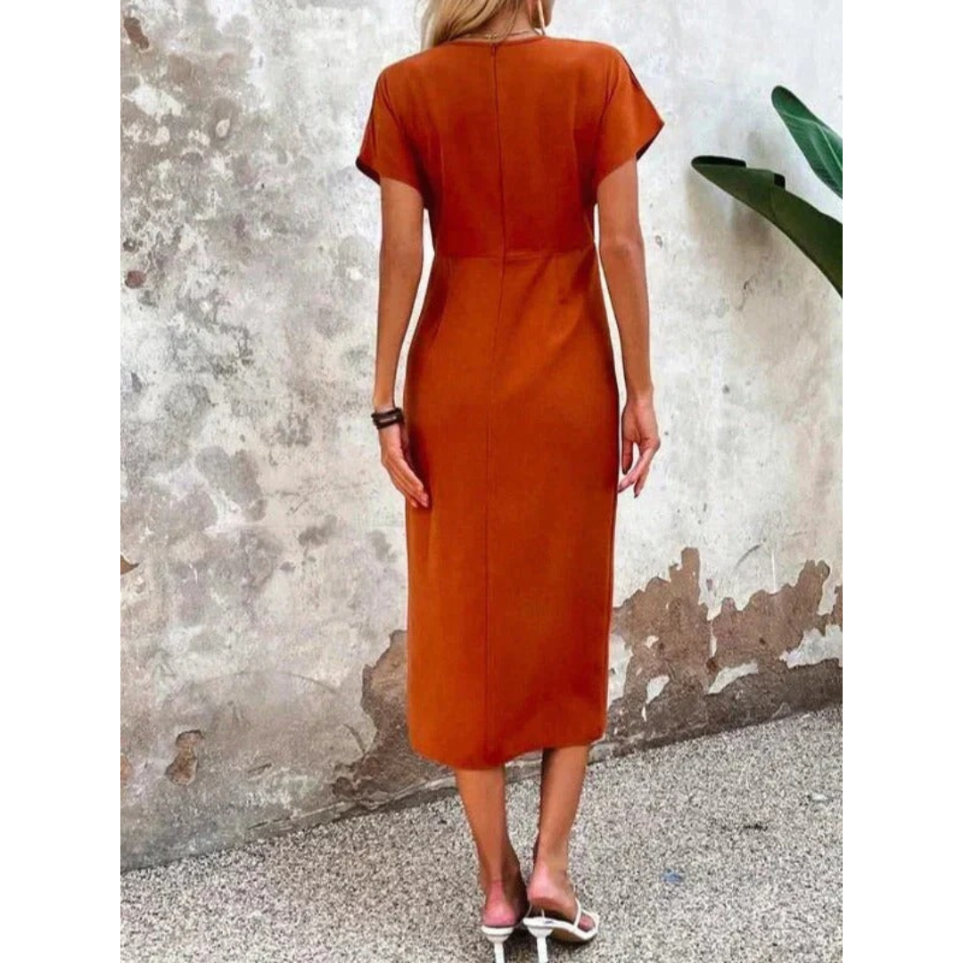 Kim | Damen Oranges Wickel V-Ausschnitt Hochzeit