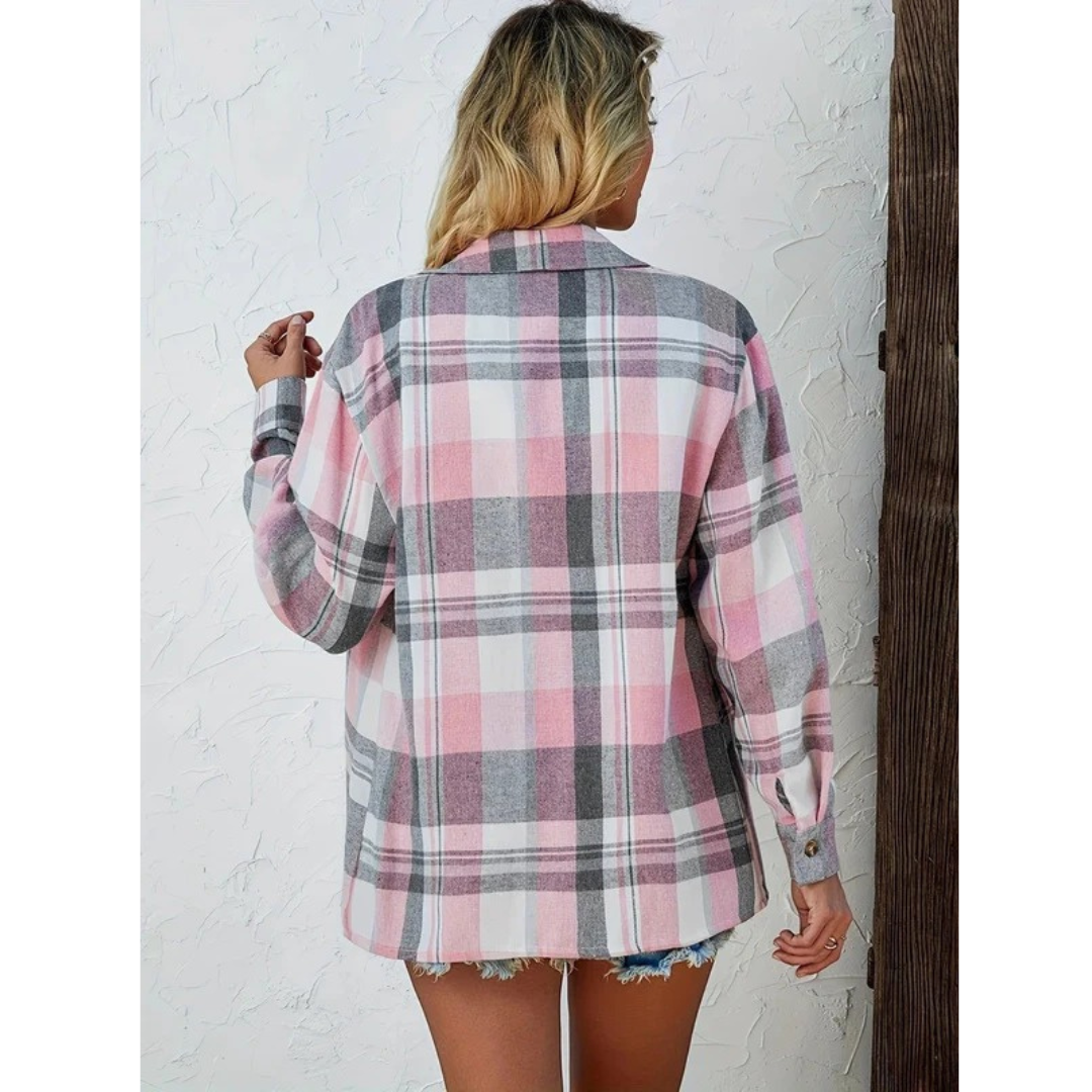 Kira | Damen Oversized Karierte Flanell Bluse
