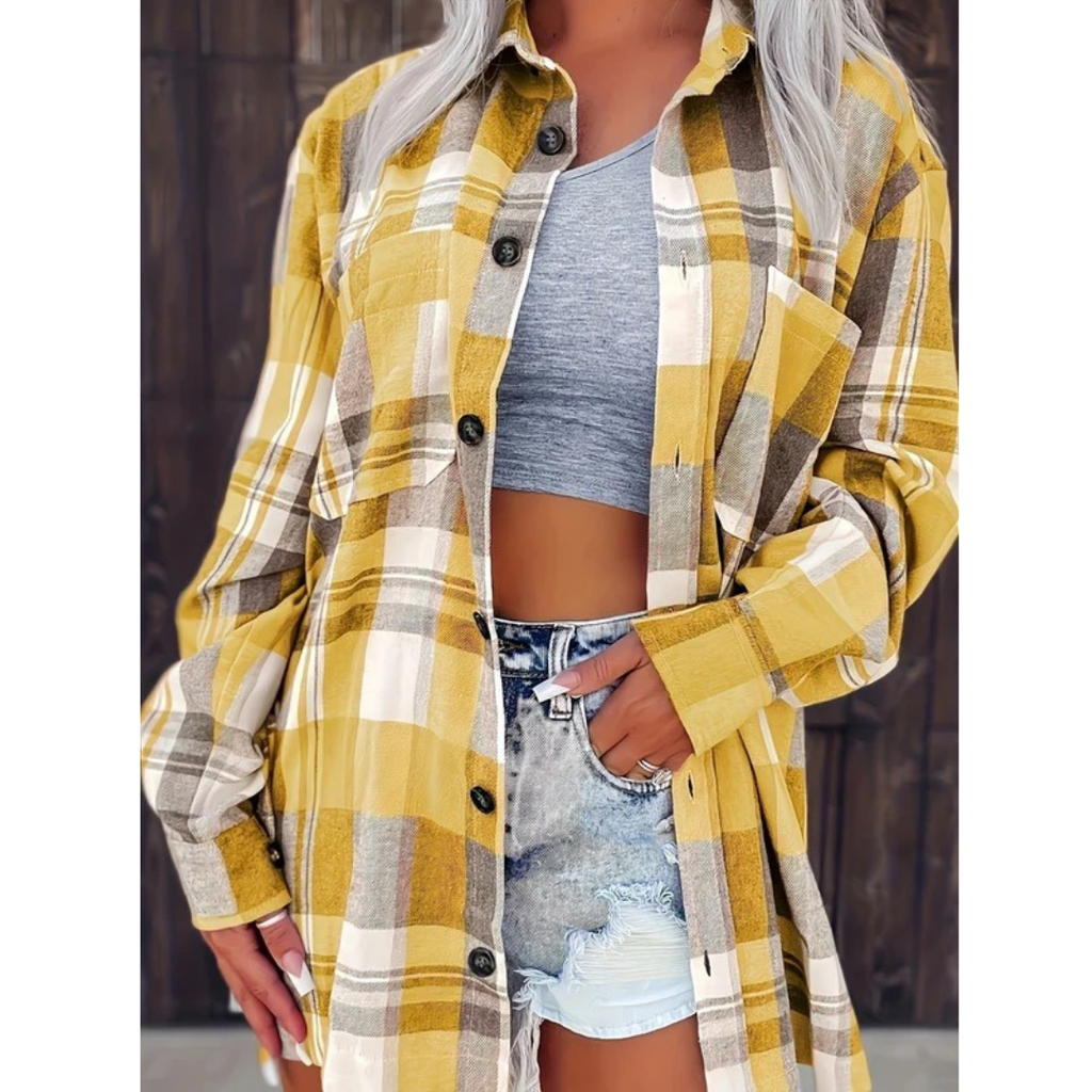 Kira | Damen Oversized Karierte Flanell Bluse