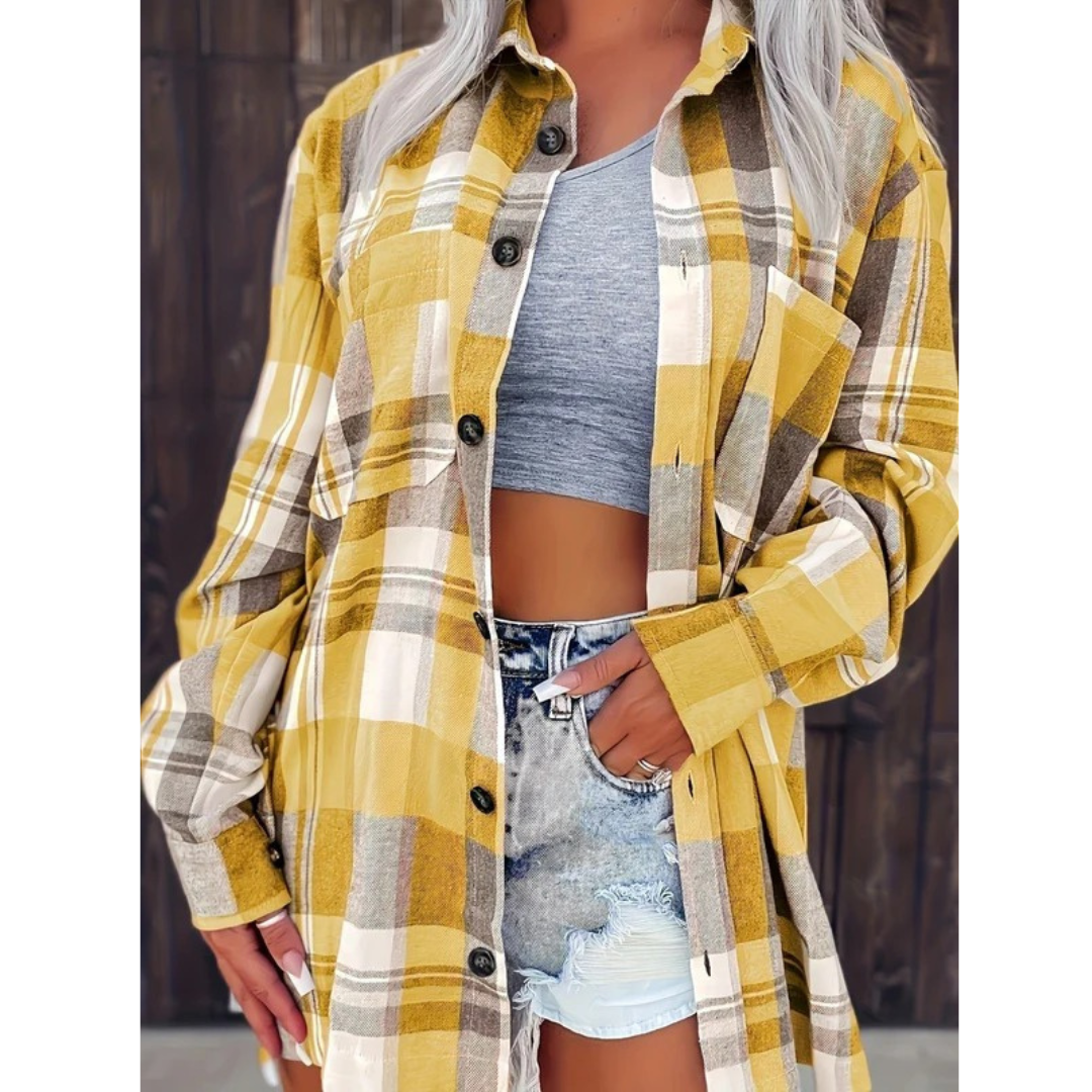 Kira | Damen Oversized Karierte Flanell Bluse