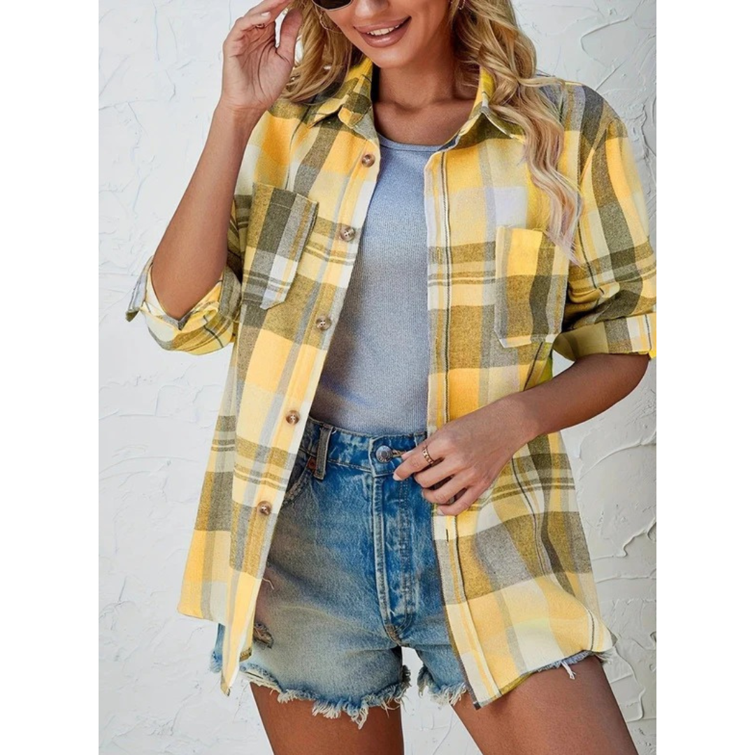 Kira | Damen Oversized Karierte Flanell Bluse