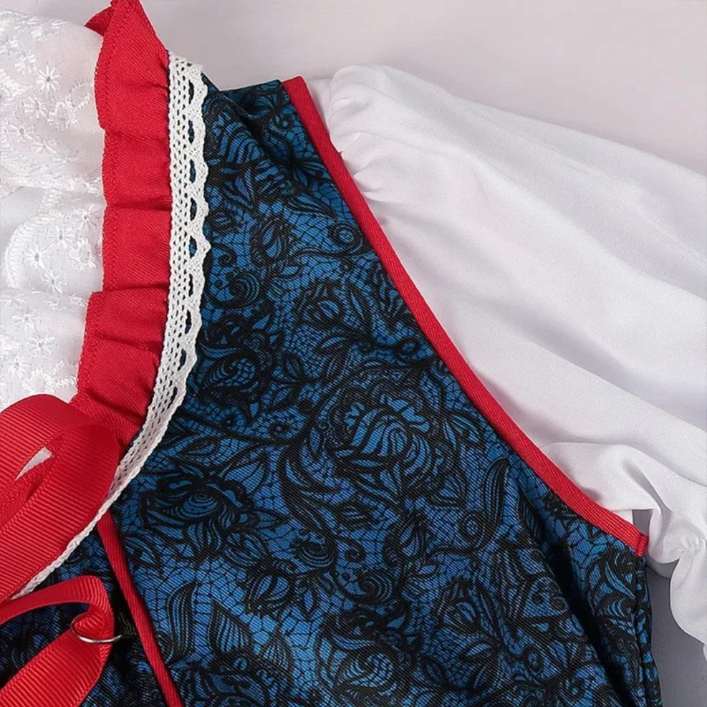 Klara | Damen Rotes Oktoberfest Dirndl mit Blumenmuster