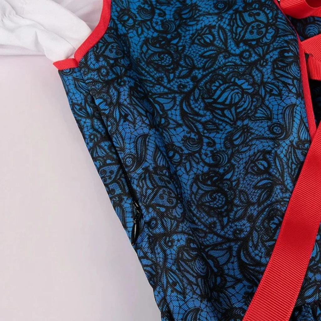 Klara | Damen Rotes Oktoberfest Dirndl mit Blumenmuster